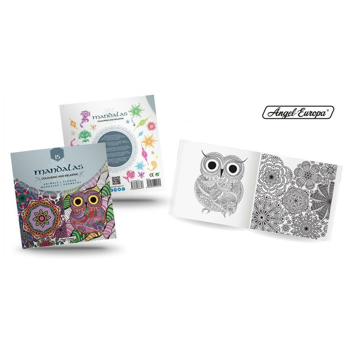 Carte de colorat cartonata Mandala pentru copii, 40 de pagini mandale, Antistres, Colarare si Relaxare, 21 cm x 21 cm, interior 200 g/mp, Volumul III