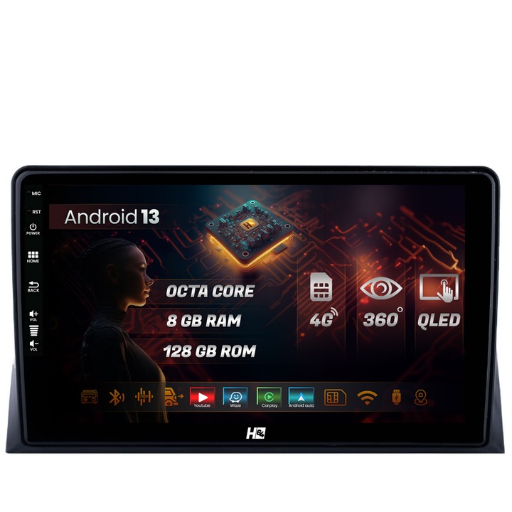 Navigatie HUB64 VW Multivan T5 (2003-2015), 8GB RAM, Android 13, Octacore, Slot Sim 4G, DSP, GPS, Wi-FI, Carplay, Android Auto, USB, Bluetooth, Waze, Touchscreen, 9 Inch