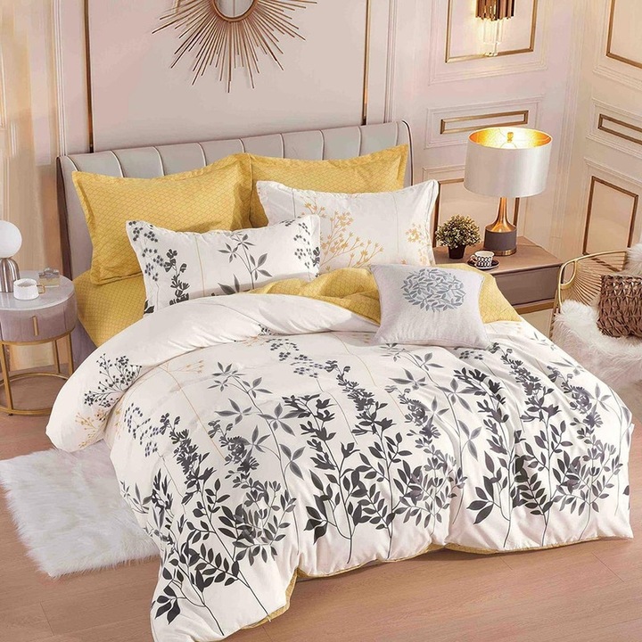 Lenjerie de Pat, Finet Premium, Cu Elastic, 6 Piese, 180x200, FNTJDH35