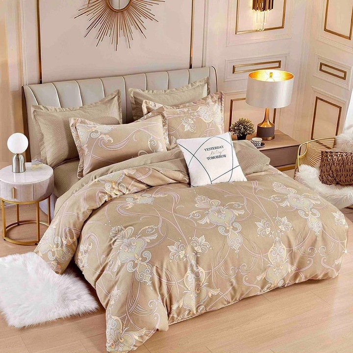 Lenjerie de Pat, Finet Premium, Cu Elastic, 6 Piese, 180x200, FNTJDH26