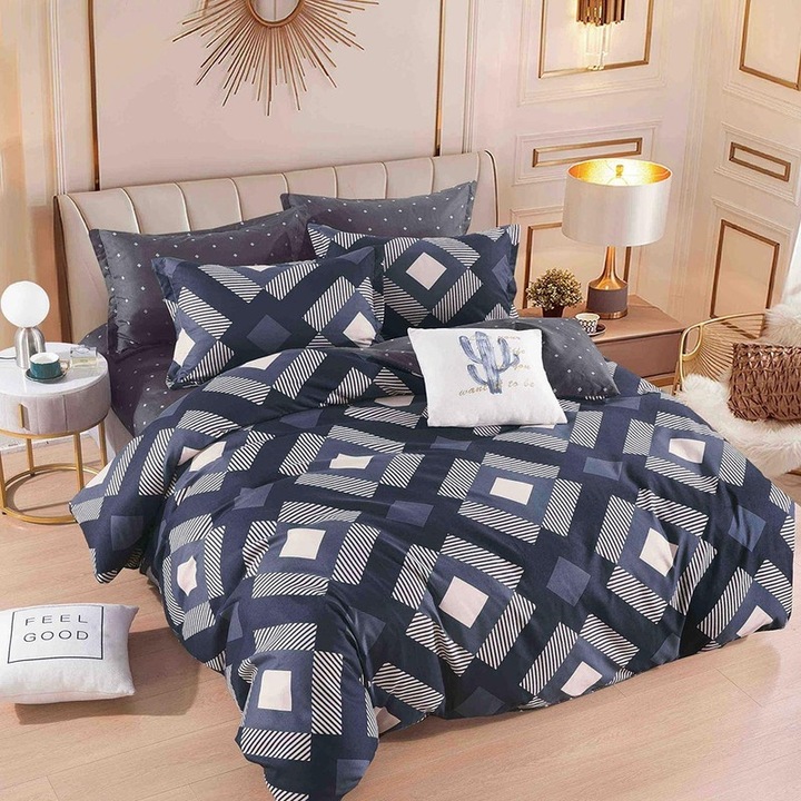 Lenjerie de Pat, Finet Premium, Cu Elastic, 6 Piese, 180x200, FNTJ21