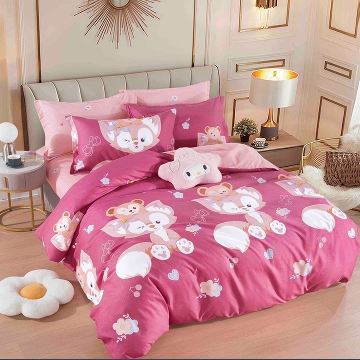 Lenjerie de Pat, Finet Premium, Cu Elastic, 6 Piese, 180x200, FNTJDH18