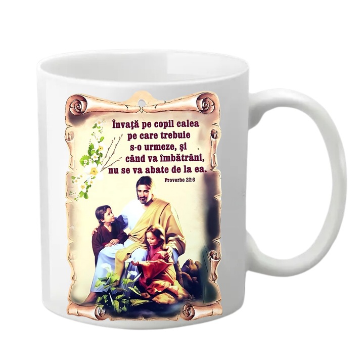 Cana personalizata - Invata pe copilul calea pe care trebuie s-o urmeze, alba, 330 ml