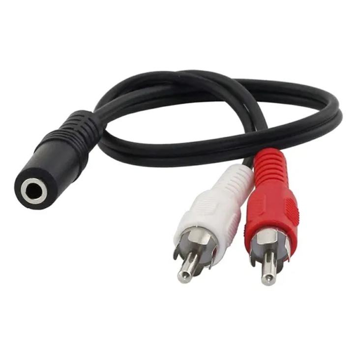 Adaptor audio, PVC, 2 x RCA la Jack 3.5 mm, 43 cm, negru