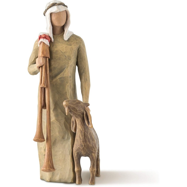 Figura decorativa, JENOUS®, din rasina, Pastorul care canta la cimpoi, 10x6 cm