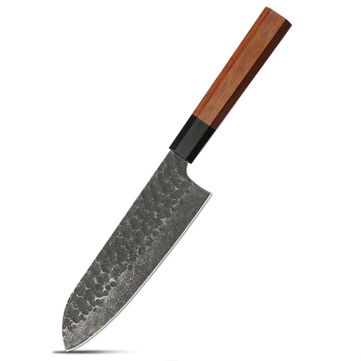Cutit Profesional, Hikari Knife, Cutit Japonez, Cutit de Bucatarie, Cutit Universal, Cutit Premium Calitatativ, Cutit pentru Carne, Legume si Fructe, Durabil, Taiere Precisa, Lama Ascutita, Maner din Lemn Premium, Santoku Lama din Otel Carbon 18cm