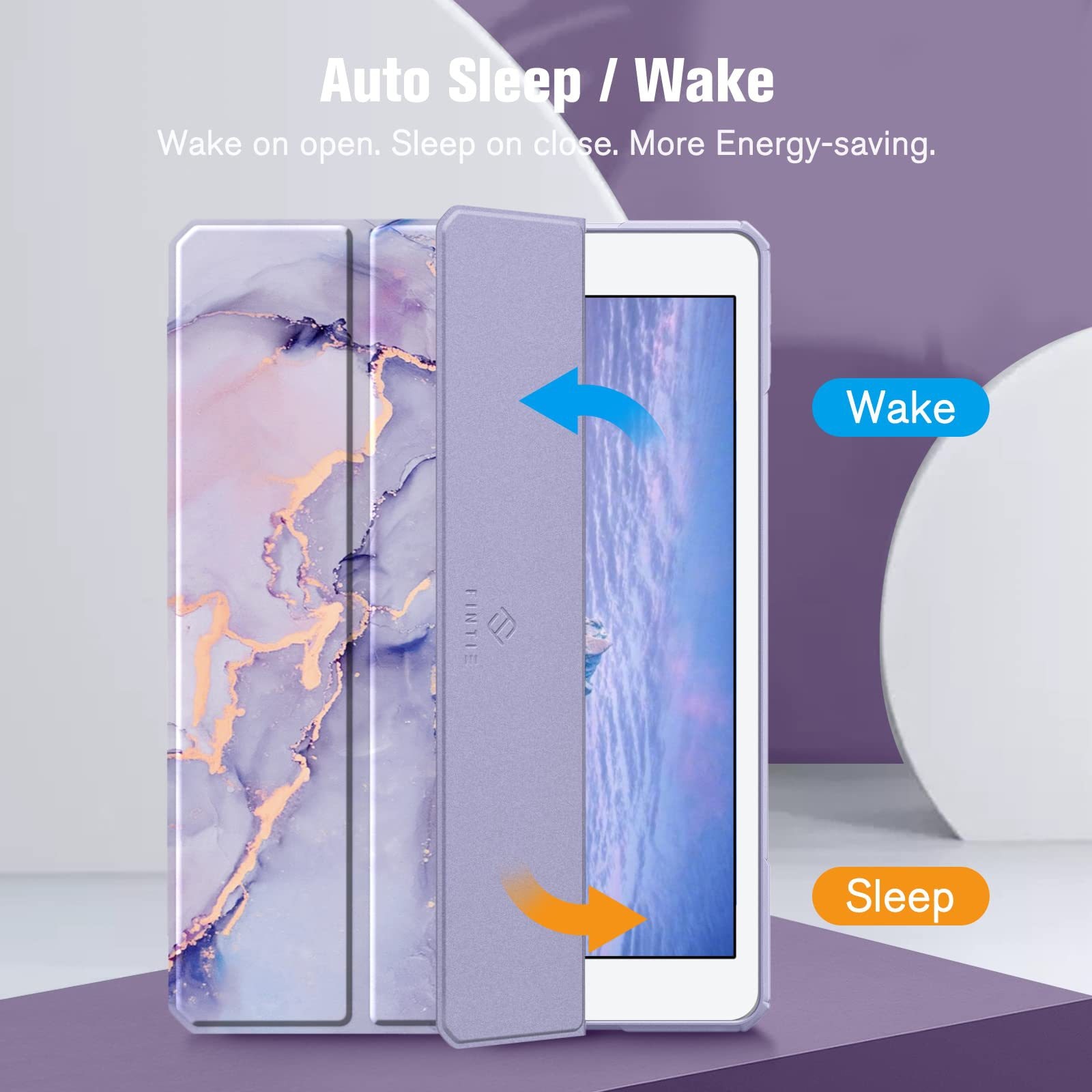 Husa pentru iPad Pro 13 2024, cu slot pentru creion, piele premium, suport pliabil, violet