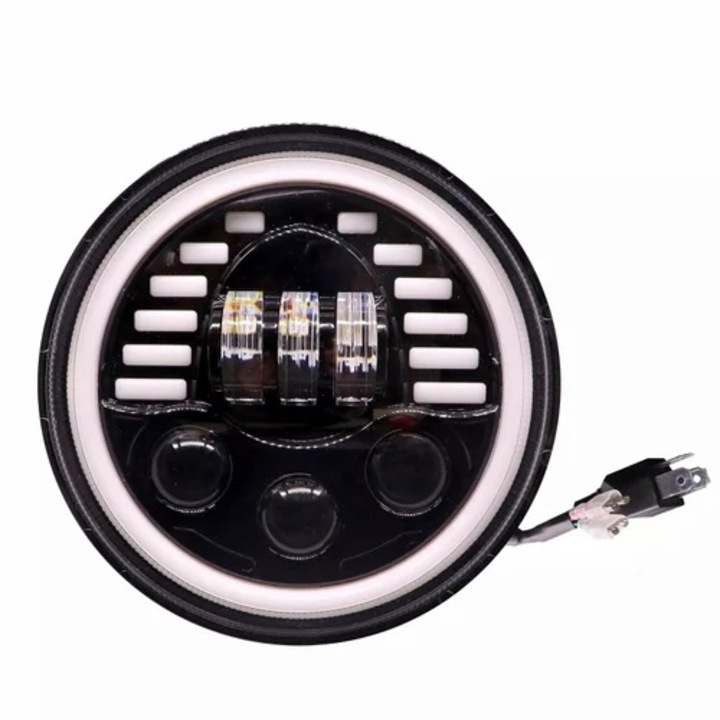 LED Far universal cu faza scurta/lunga semnalizator alb-galben 7000 lm potrivit pentru ATV jeep motocicleta camion tractor si altele 12-24V