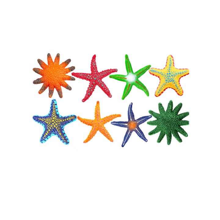 Tengeri csillag játékok, 8 részes készlet, gyerekeknek, strandra és medencébe is alkalmas, gumiból, UPZAI, 8 modell, többszínű