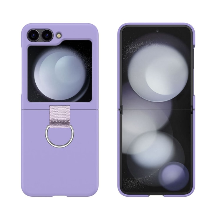 Калъф за Samsung Galaxy Z Flip5, Axroad Mall, Пълна защита, Устойчив на падане, С пръстен, Антивибрационен, Опростен, Съвместим с безжично зареждане, Стегнат, Лесен за инсталиране, компютър, Лилав