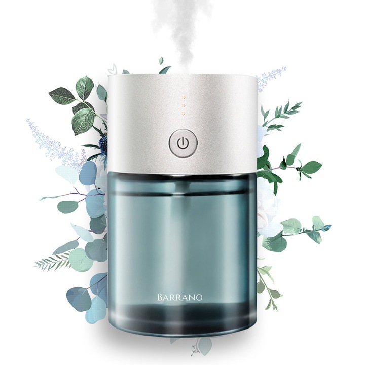 Difuzor Odorizant Auto Premium Barrano® F1 – Difuzor Ultrasonic pentru Uleiuri Esentiale, 80ml, Senzor Auto OFF, Parfum 30ml Inclus, 3 Moduri de Difuzare, Reincarcabil USB, Utilizare Auto & Camera