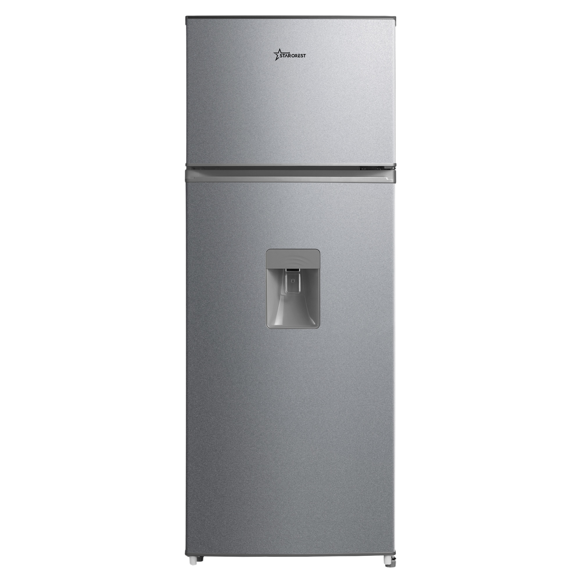 Frigider cu 2 usi STARCREST SF-204WD-SLE, 199 L, Clasa E, Dozator Apa, Iluminare LED, Termostat Ajustabil, Usi reversibile, H 143 cm, Argintiu