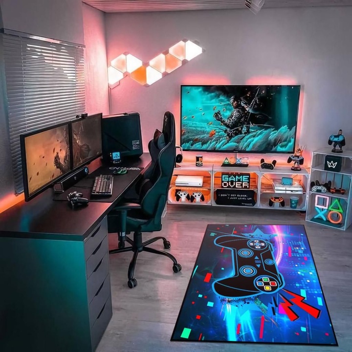 Covor Printat Digital, 100% Poliester, Antiderapant, Pentru Copii, 120x180 cm, Joystick