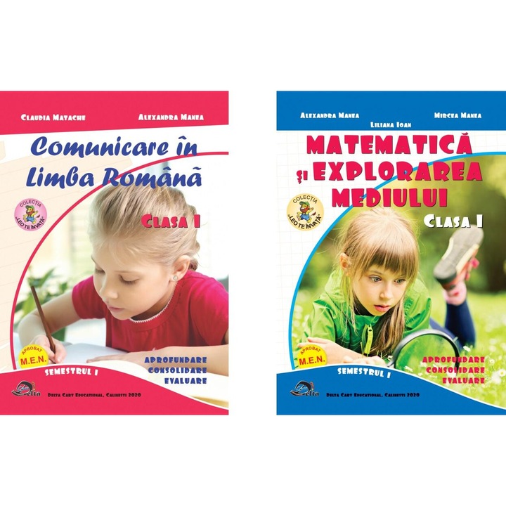 Set 2 carti: Comunicare in limba romana. Matematica si explorarea mediului. Clasa I, semestrul I, Alexandra Manea