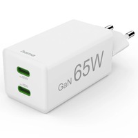 Mini-Incarcator retea Rapid Hama GaN, 2x USB-C, PD, 65 W, alb