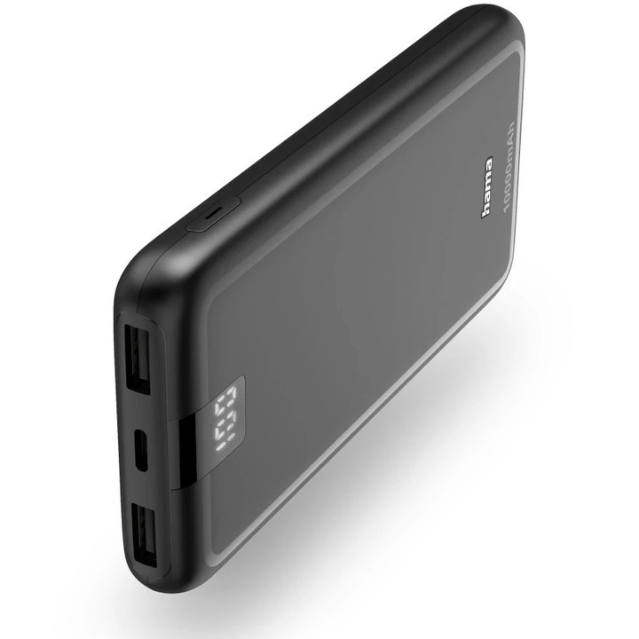 Hama Pefrormance 10 külső akkumulátor, 10000 mAh, USB-C, 2x USB-A, Antracit