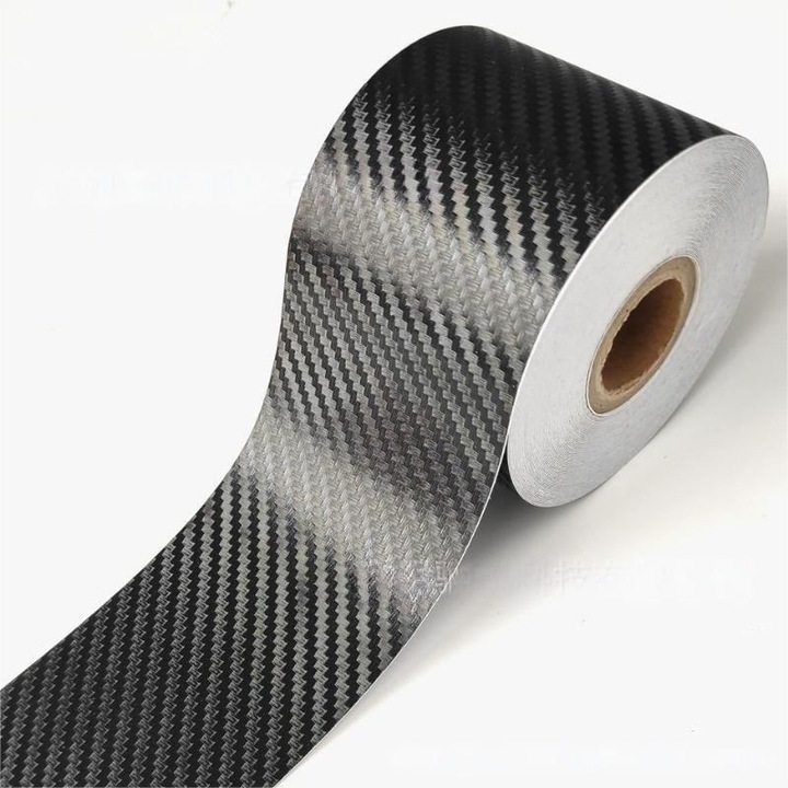 Защитна лента за кола, въглеродни влакна, черна, 5м х 7см