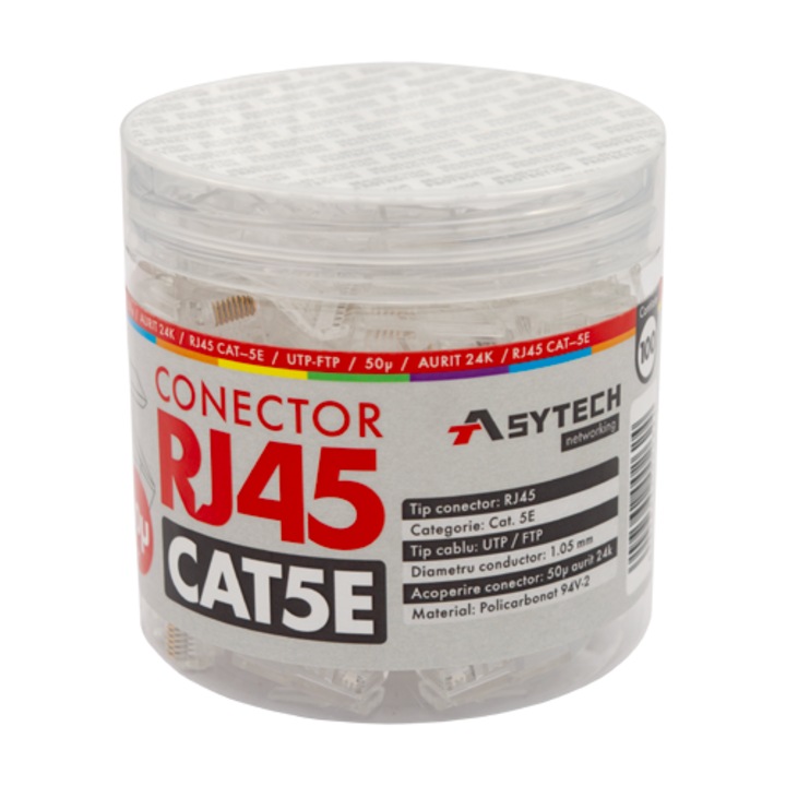 Mufa RJ-45 UTP Cat.5e, 50µ (100 buc) RJ45-CAT5E-50U-JAR
