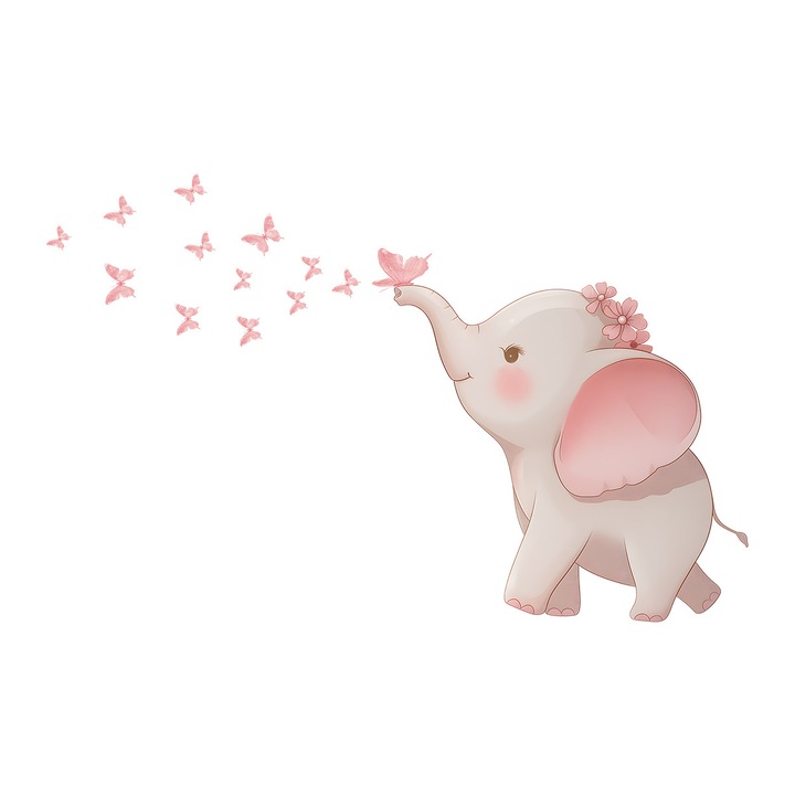 Set stickere decorative pentru camera copilului, elefant, animale, PVC, 30x60cm