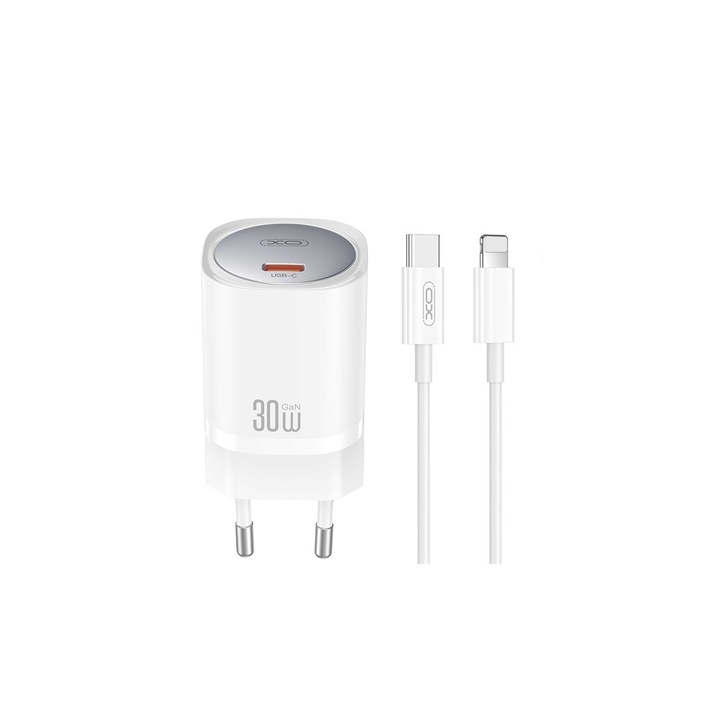 Стенно зарядно Ce20 Pd 30w 1x Usb-c бяло + USB-c кабел - Lightning