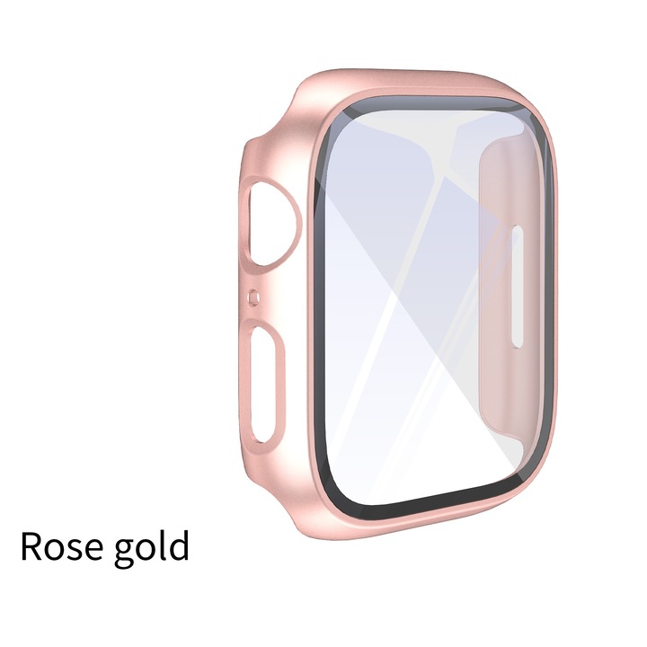 Калъф със защитно стъклено фолио, Съвместим с Apple Watch SE, 40мм, Rose Gold