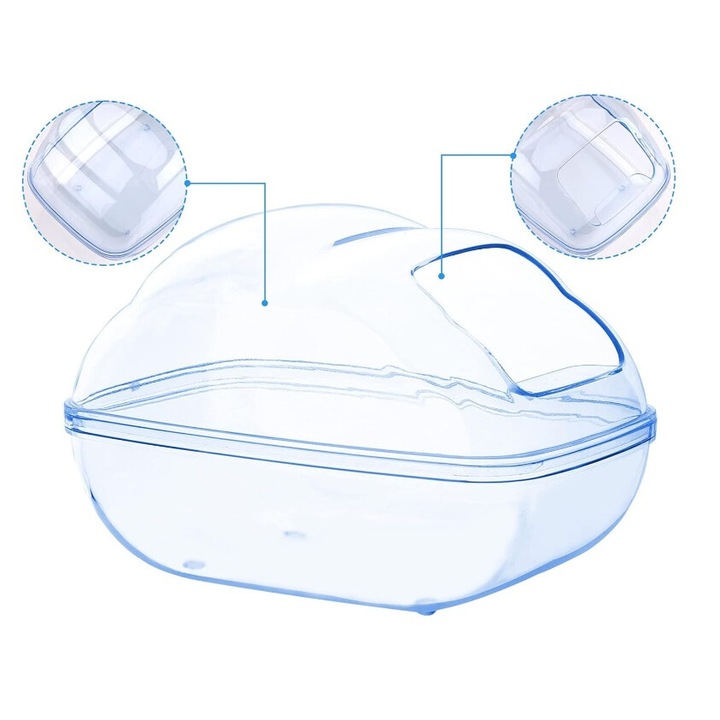 Съд за пясъчна баня за хамстери, AMRINUGL, с шпатула, светлосин, S