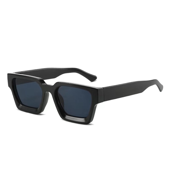 Ochelari de soare, AMRINUGL, rectangulari vintage, protectie UV400, negru-gri, 14.7x14.6x3.8cm