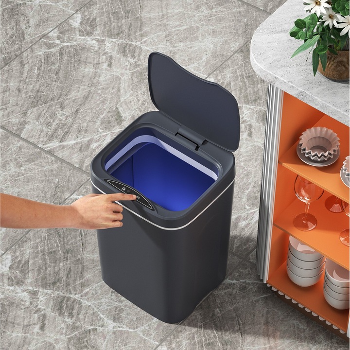 Cos de gunoi inteligent cu senzor SH-8620A, Gri, 12 L