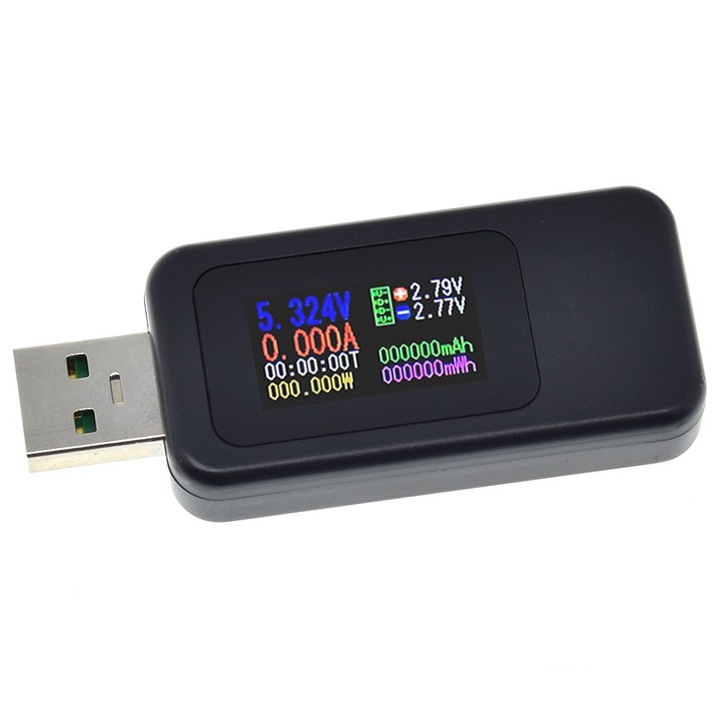 USB teszter 10 az 1-ben, áram, feszültség, teljesítmény, kapacitás, KWS-MX18L