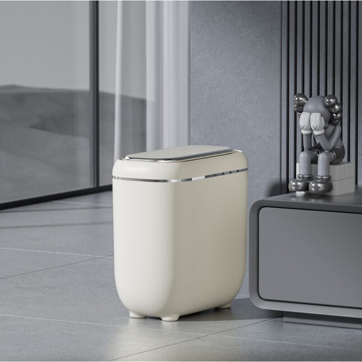 Cos de gunoi cu senzor SH-8661, Crem, 14 L