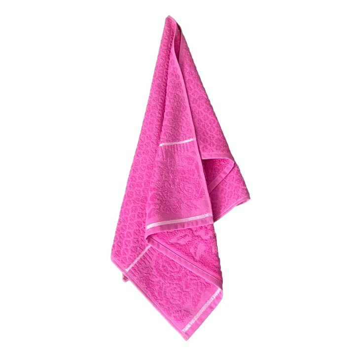 Prosop de baie, masaj, sauna 100 x 150 cm, 450 gr/mp, bumbac, Roz movuliu/alb, Patru Anotimpuri