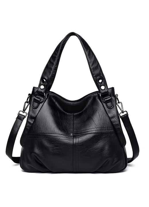 Дамска чанта за рамо AMRINUGL, кожа, черна, голяма