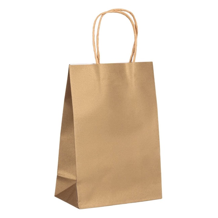 Punga pentru cadou kraft aurie 16x8x23cm