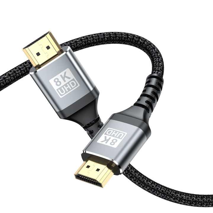 HDMI 2.1 кабел мъжки-мъжки, сертифициран, 8K@60HZ, 4K/2K@120Hz, HDR, HDCP 2.1, eARC, 7 метра, черен