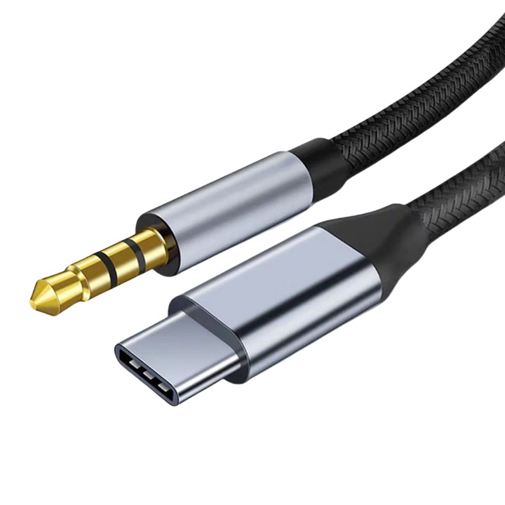 Аудио кабел, адаптер, USB Type-C към Aux жак 3,5 мм, 0,5 м, черен