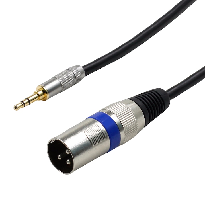 Audiokábel, mikrofon, XLR dugó - Jack 3,5 mm, 1 m, fekete