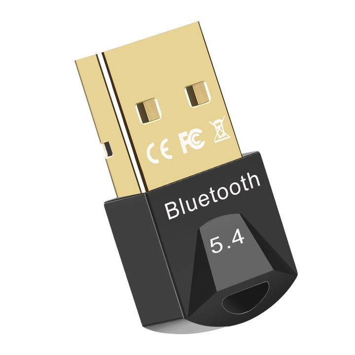 Безжичен адаптер, Bluetooth 5.4, високоскоростен USB, бърз трансфер, BR+EDR/BLE, за компютър/лаптоп, Windows, матово черно
