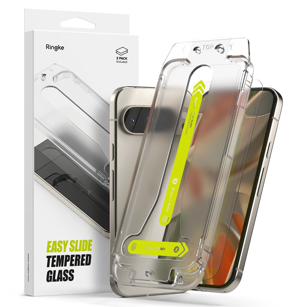 Set 2 folii sticla cu sistem de montare Ringke Easy Slide compatibil cu Google Pixel 9 / 9 Pro Clear
