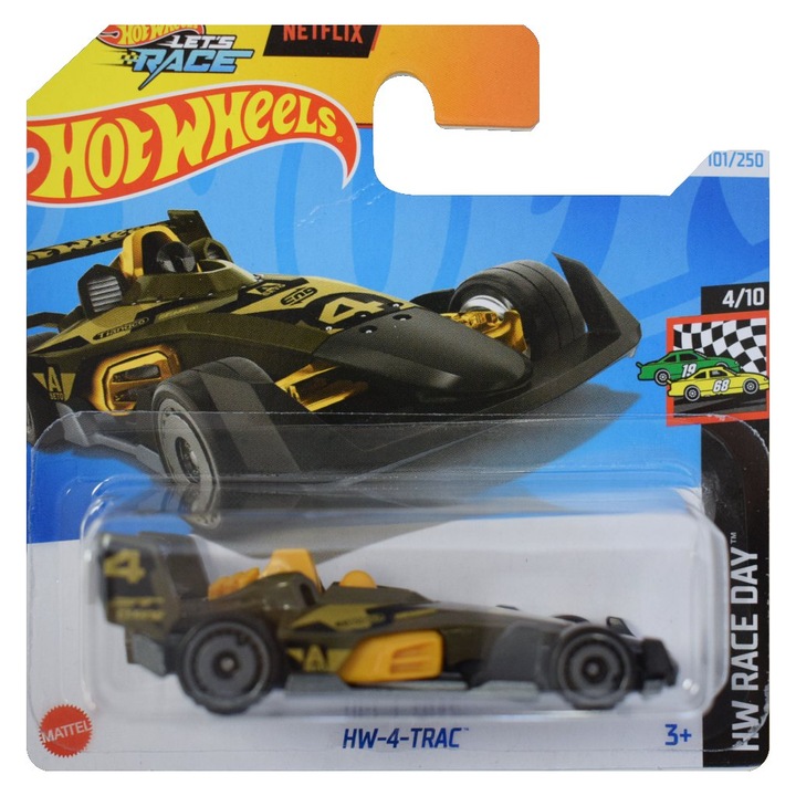 Метална кола Hot Wheels, HW-4-TRAC, 1:64, тъмнозелена