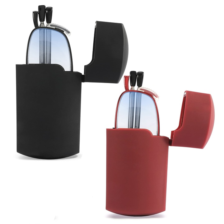 Ochelari de vedere, MWAOWM, anti lumina albastra, protectie UV400, set 2 bucati, negru si rosu, +2.0