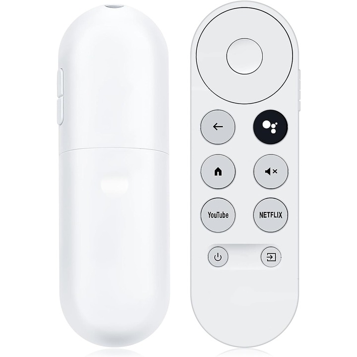 Telecomanda Bluetooth pentru TV, cu functie vocala, acces rapid Netflix si YouTube, compatibila cu Chromecast 4K, alb