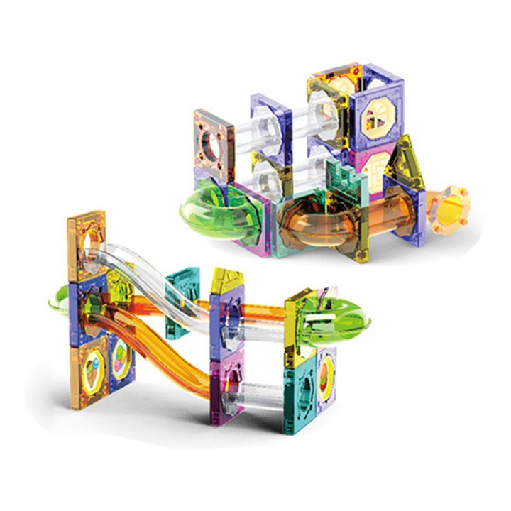 Set de constructie magnetic 73 piese, multicolor, pentru dezvoltarea creativitatii, 3 ani