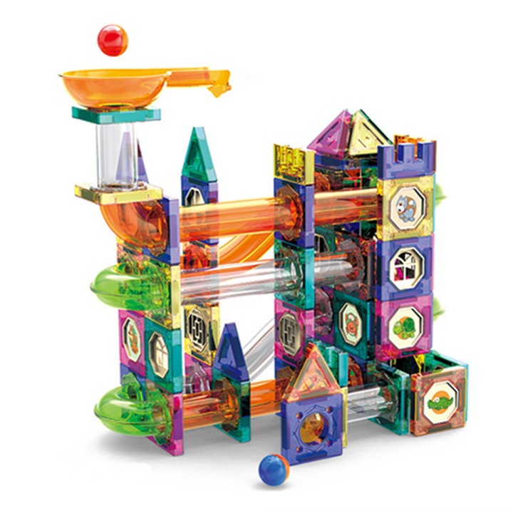 Set de constructie magnetica 126 piese, multicolor, pentru dezvoltarea creativitatii, 3 ani