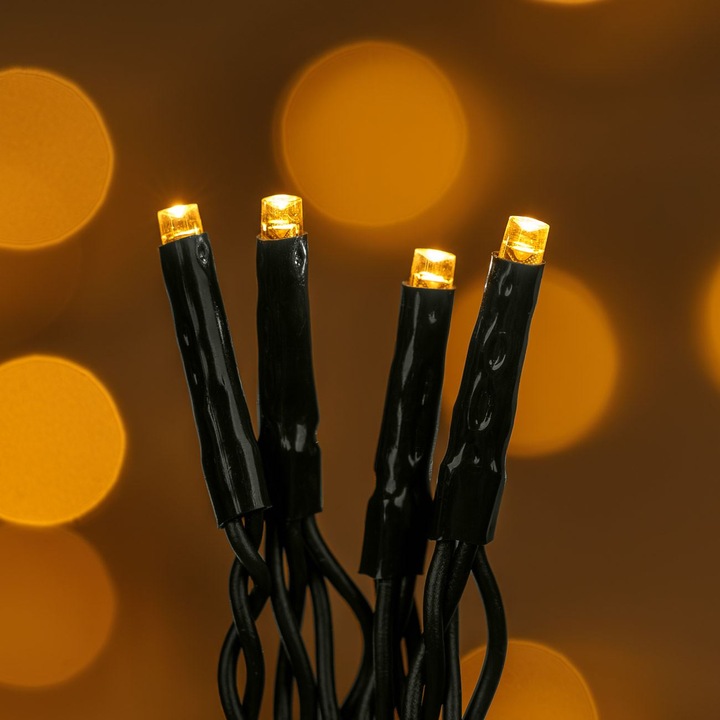 LED инсталация за коледно осветление, 180 изключително топли бели крушки, 8,95 м, зелен кабел, програми, на закрито/на открито