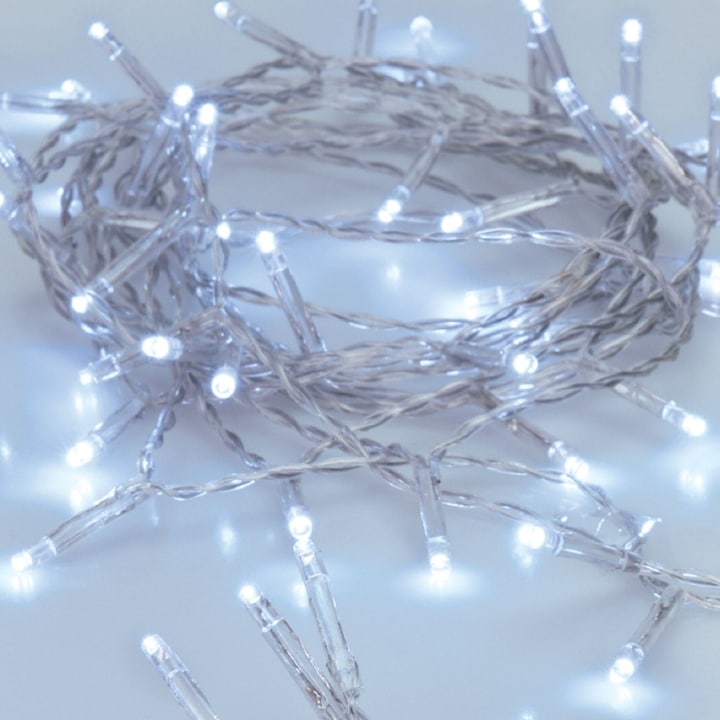 Осветителна инсталация с 20 LED крушки с батерии и програма 2.20m - Cool White