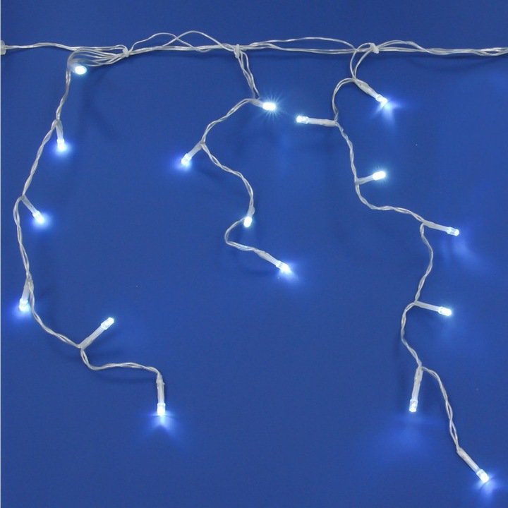 LED Fényfüzér, Bővíthető, 500 Izzó, Átlátszó Kábel, 10m Hosszúság, Beltéri/Kültéri, Hideg Fehér, MYONNA IT & E- COMMERCE ®