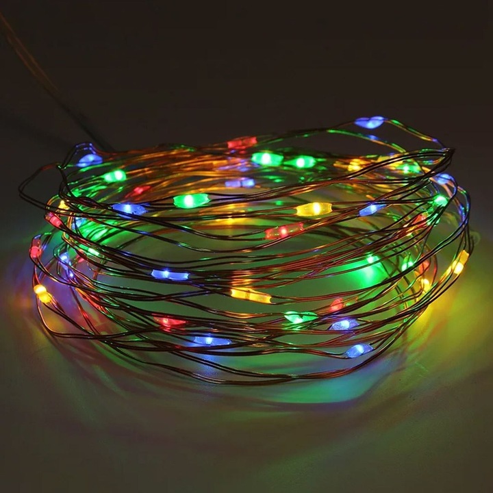 20 LED осветителни тела, работещи с батерии, 1,9 м - пастелни многоцветни цветове