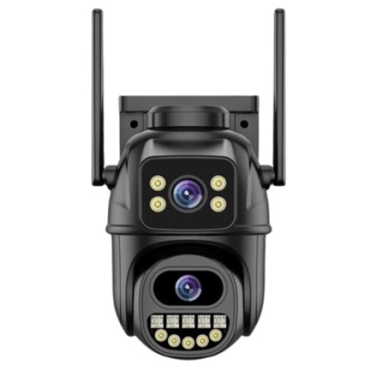 Camera De Supraveghere WIreless BabyToy™ Q2, 9MP, Exterior/Interior Rotativa, Picture in Picture, Auto Tracking, Bluetooth si WiFi 2.4Ghz, Conectare Telefon, Functie Wireless, 2 Antene, Night Vision Color si Activare Lumina