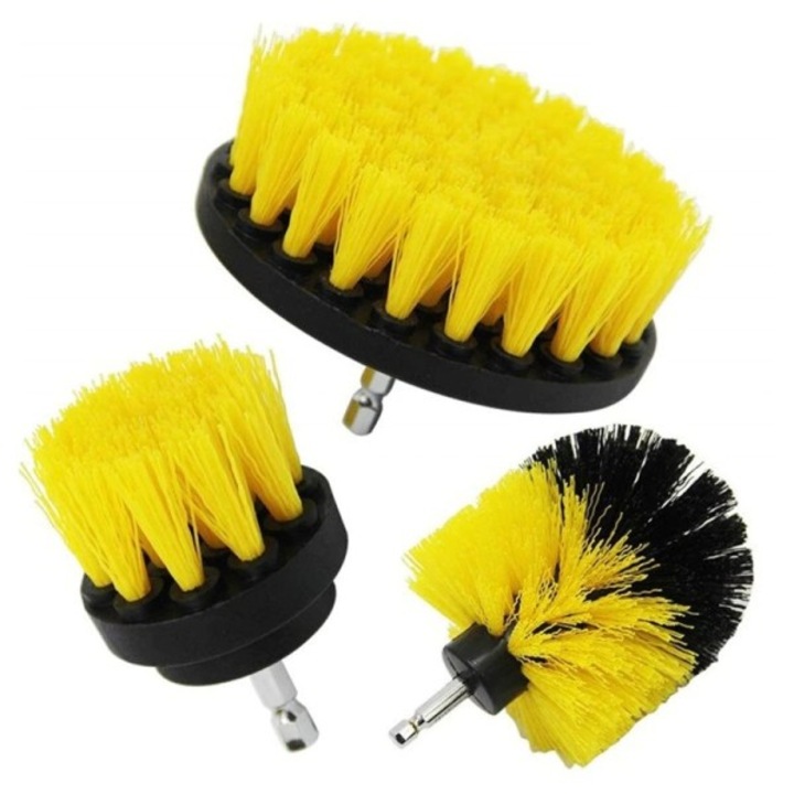 Set 3 perii rotative din plastic, Boxley, pentru curatat, suprafete dure si moi, Podele, Geamuri, Jante auto, conectare universala la bormasina, ABS