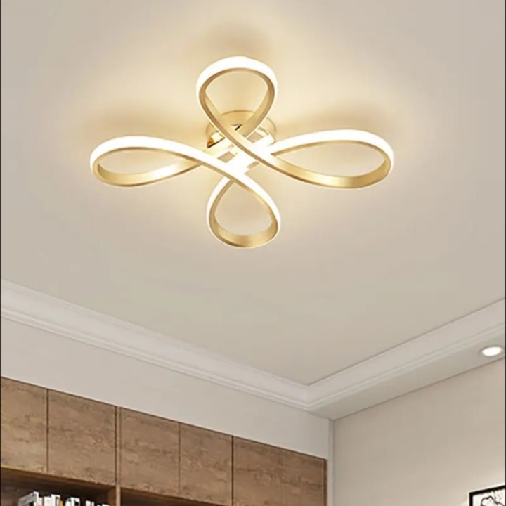 Lustra LED pentru living sau dormitor, 50 cm, Auriu, 72W, LALELULI®